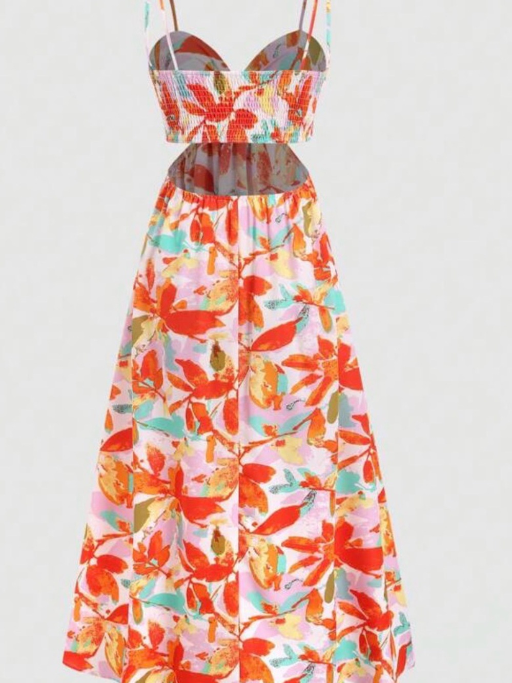 Amazon Floral Cutout Maxi Dress in Orange Multi - Picture 3 of 4